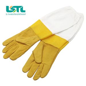 Biodlare skyddshandskar Anti Bee Breattable Goatskin Yellow Gloves Beekeeping Protective Tools 1 Par 240429