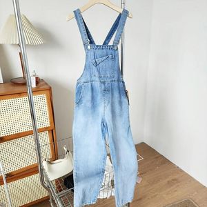 Frauen Jeans losen gerader Denim insgesamt für Frauen 2024 Mode hohe Taille schlanke Hosenträger Hosen weiblicher lässiger blauer Jumpsuit