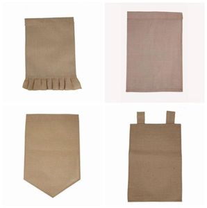 Trädgårdsdekorationer diy burlap flagga jute ruffles gård hängande flaggor bärbara tomma banner påsk hink 4 design wll18633293055