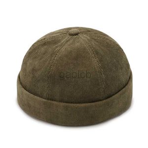 Czapki do czapki/czaszki moda męskie bawełniane Brimless Skullies Cap Vintage Dome Hat Solid Street Portable Hats Summer wielofunkcyjne czapkę czapki Hip Hap Hats D240429