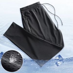 Sports calças masculinas de seda de gelo rápido de seda respirável Nove ponto fino de fitness fitness arrasto de malha de malha calcário 240412