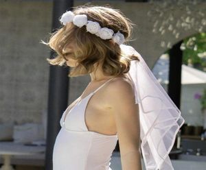 Decorazione per feste White Rose Flower Crown Bride to Be Bachelorette Veil Boho Gifts Doccia da sposa Decorazioni per matrimoni Favori fai -da -te8399961