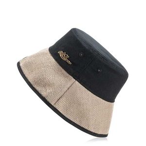 ワイドブリム帽子バケットハット2024高品質の綿リネンパッチLaバケツ帽子夏太陽Cレディースファッション漁師帽子J240429