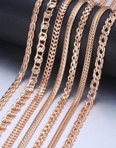 Chains Personalize Necklace For Women Men 585 Rose Gold Venitian Curb Snail Foxtail Link Fashion Jewelry 50cm 60cm CNN115626950
