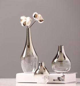 北欧のガラス花瓶クリエイティブシルバーグラジエントドライフラワー花瓶のデスクトップ装飾家の装飾楽しいギフト植物鍋家具T26361588