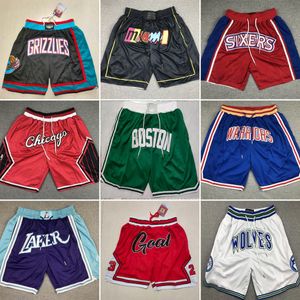 Alle Teambasketball Short Just Don Shorts mit Taschen Zipper Baseball Fußball Sport tragen Casual Pants Gym Strand Jogginghose Justdon Hip Pop Elastic Ed ED