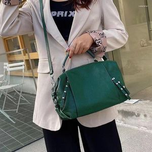 Bag Factory Direct Sale Double Zipper Nitets British Boston Cowhide Leather Women Handbag Classic Tote Lady Shoulder Bags