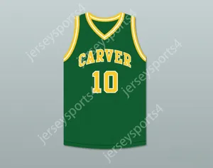 Custom jovens/crianças Tim Hardaway 10 Carver Academia Militar Challengers Green Basketball Jersey 1 Top Stitched S-6xl