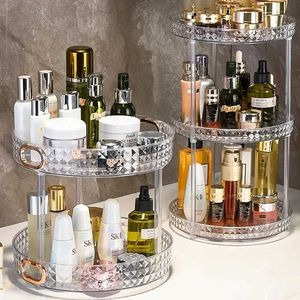 Organizator kosmetyczny stojak na przechowywanie łazienki organizer perfuma kosmetyka skóry makijaż ins pudełko stacjonarne kompletny obracający się taca akrylowa produkty q240429
