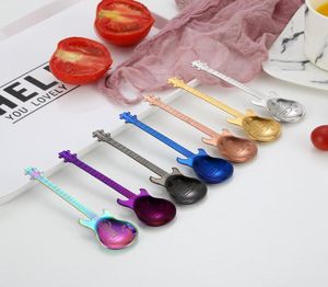 304 Rostfritt stål Kaffesked Creative Guitar Spoon Stirring Spoons Titanium Ice Bar Music Dessert Spoon T2I55238009053