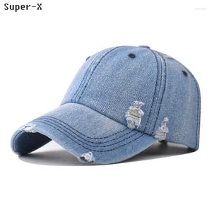 Ball Caps Classic Denim Baseball Cap For Men Women Hats Cotton Distressed Unisex Style Trucker