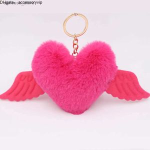 chains Lanyards Heart Wings Love Hair Ball Keychain Pendant Plush Bag Girl Ornaments Car Cute Gift Llaveros Mujer Keychain R231201