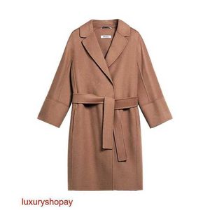 Maxmaras Womens Cashmere Coat Camel First Cut Fleece Lace Up Medium RJQE