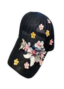 Модный роскошный дизайнер Diamond 3D Flower Summer Bashaless Hollow Baseball Ball Caps Sun Hats for Women3153833