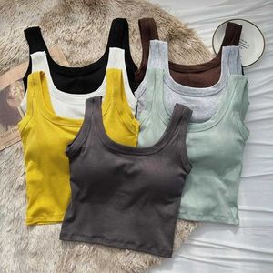 Womens Tanks Camis Womens Top One Piece Steel Free Ring Cotton Chest Cushion Wide Shoulder Sports Yoga Top Underwear Black and White Bra Top To