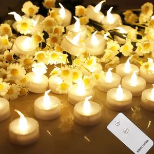 Velas sem chamas sem chamas com chá de chama LED com controle de controle remoto / timer automático da bateria operada por bateria de bateria de bateria 240416