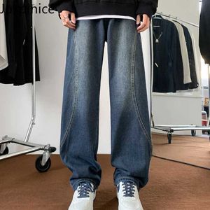 Men's Jeans American retro workwear jeans mens retro casual high street washing loose wide leg long pants mens Trousers mens clothing WX