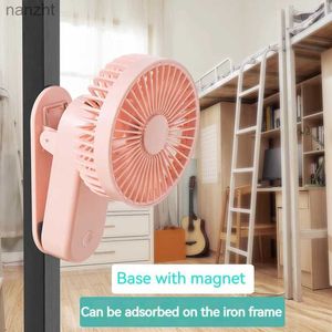 Electric Fans Portable USB Mini Handheld Magnetic Clamp Fan Bekväm Ultra Tyst laddningsbar studentfläkt Söt liten coolingwx