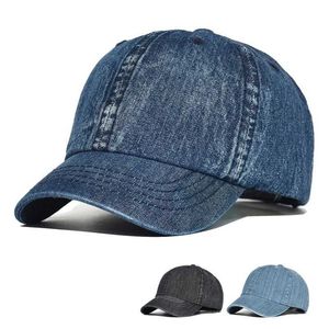 Ball Caps Short Brim denim baseball cap mens fashionable dad hat casual adjustable truck style low profile Q240429