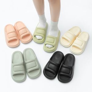 Thick bread base EVA Slippers Rubber Flats Flip Flops For Womens Ladies Girls Summer Sandals Mens Beach Room Shoes mules green