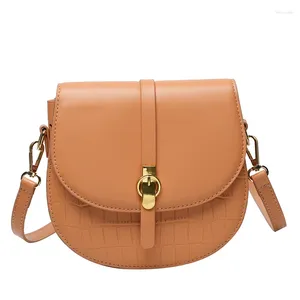 Baglie di spalle Women Bag 2024 Youth PU in pelle Crossbody Orange Female Simple All-Match Summer con luce in pietra Luce