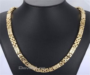 Fashion Geschenk 8mm Edelstahl Halskette Herren Kette Jungen Gold Ton flach byzantinisch geschnitzte Kreuzkette 136inches DLKN270 2019199435