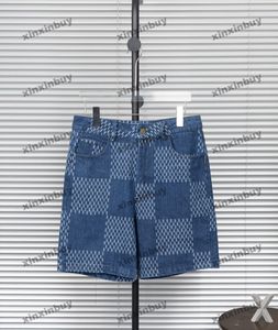 xinxinbuy uomini designer designer pantalone tasca a scacchiera lettera jacquard denim tessuto 1854 pantaloni casual primavera