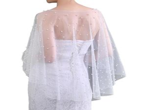 Sciarpe Wedding Waps Capes Scialli di tulle morbidi con perle di perle da ricamo a gambo da damigella grollo scrollata di droghe per un abito da sera per feste1832068