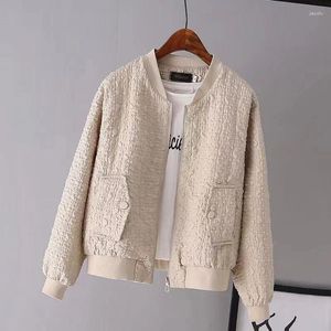 Jaquetas femininas que revestem a jaqueta de beisebol curta Mulheres 2024 Moda de cor sólida Primavera Spring Autumn Casual Windbreaker Feminino Zipper Cardigan