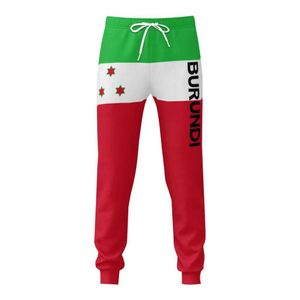 Men's Pants Mens sweat pants Burundi flag belt pocket jogger football versatile sweatshirt with drawcordL2405