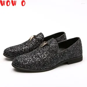 Casual Shoes 37-48 Plus Size White Italian Glitter Loafers Mens Sequin Men pekade Toe Dress Weddings Classic Loafer Formal Shoe