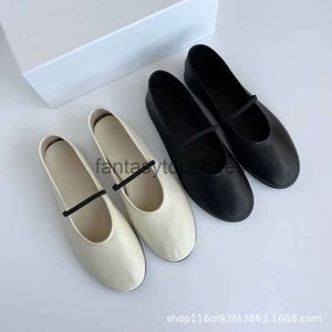 The Row Single Shoes TR Shoes Ballet Mary Soft Jane Leather Flat Sole Genuine Leather Granny Shoes Small Design Womens Shoes DC0T