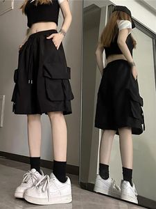 Zoki Streetwear Hip Hop Cargo Shorts Women Vintage Harajuku High Waist Y2K pantaloni corti tasche coreane casual bf pantaloncini estate 240422