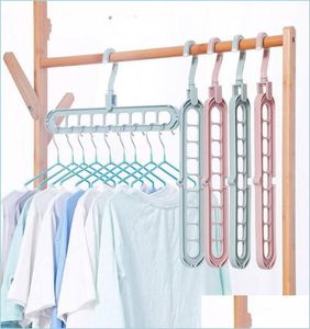 Hangers Racks Solid Color Mtifunctional Clothes Hanger Folding Storage Stand Rotation Rack Antiskid Drying Closet Organizer Access6698520