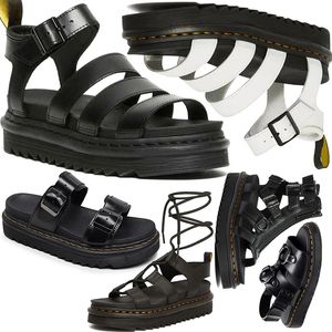 Dr Designer Sandals Womens 슬라이드 슬리퍼 슬라이드 가죽 패션 Martins 여성 블랙 흰색 하이 하이 캐주얼 스니커 트레이너 32-42