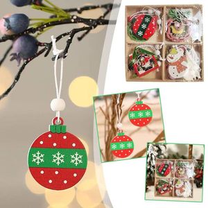 Decorazioni natalizie 2024 Ornamenti sospesi albero auto 1 PC regali Happy Year Ciondolo in legno B4Q6
