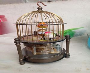 Редкий латунный клетка для птиц Механический стол с часами будильника такта 0128135612