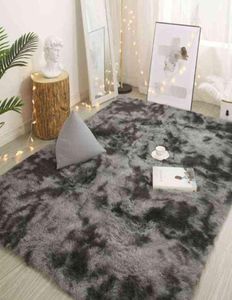 Nordic Lounge Fluffy Nonslip gemischter gefärbter Teppich Wohnzimmer Schlafzimmer Mittel Teppich schwarz grau rosa Blau große Haarteppiche 2201051861757