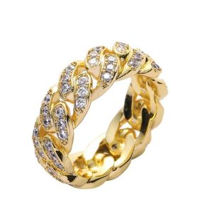 Handinlaid Zircon Cuba Chain Ring 8 مم مجموعة كاملة للرجال أوروبا والولايات المتحدة Hiphop242b1237440