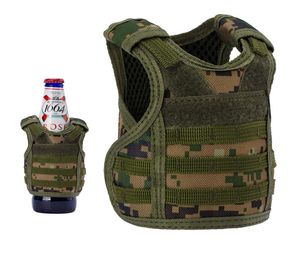 Mini Tactical Molle Weste Bierflaschenweste mit einstellbaren Getränkehalter für 12 Unzen oder 16oz Dosen und Flaschen6904361