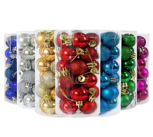 24pcs 3cm Decoração de árvore de Natal Bola Bauble Gold Silver Plástico Ornamentos de bola pendurada Decorações para casa Navidad1389415