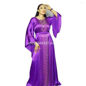 Ethnic Clothing Ramadan Eid Muslim Dress Satin Fabric Beading Islam Abayas Women Vestidos Robe Longue Vetement Femme Musulman