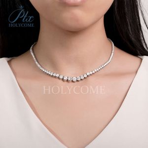 Holycome Gra Brilliant Round Cut 925 Sterling Silver Moissanite Vvs Diamond Tennis Necklace Jewelry Customized for Women