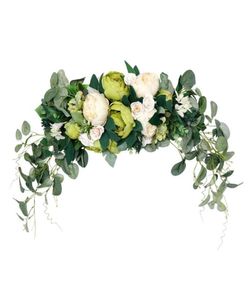 Decoração de festa Artificial Peony Flower Swag Eucalyptus grinaldas para porta de casamento espelho de casamento cadeira de mesa HOME11989798603842