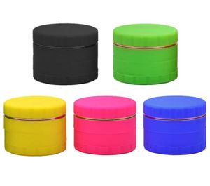 Toppuff Silicone Diâmetro 63mm 4 Camadas Grinder de alumínio Alumínio Grinders de alumínio Metal Tobacco Herbs Spice Crusher Fumando acessórios7289129