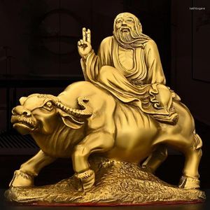 Decorative Figurines Pure Copper Bronze Statue Of Laozi Riding A Bull Character Out Customs Decor Home Craft Sculptures