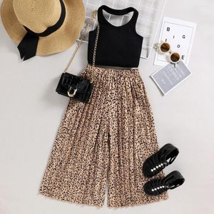 Clothing Sets Wholesale Summer Children's Small And Medium Girls Suits Sleeveless Tops & Printed Trousers Fashion Street Style Casual