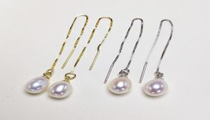 Simples S925 Linha de pérola de prata esterlina Brincos de pérolas de pérolas de 78 mm de pérola para mulheres joias de presente de aniversário 1 parlot16266671