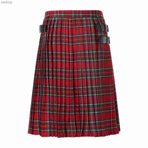 Spódnice masy mody swobodny styl retro w stylu Scottish z płaskim dnem Pasek złożony SKI 4 XW