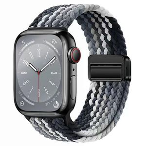 1hao New Suitable for Applewatchs 9 8 7 6 Apple Magnetic Watch Band Magnetic Buckle Apple Woven Loop Integrated Fashionable and minimalist